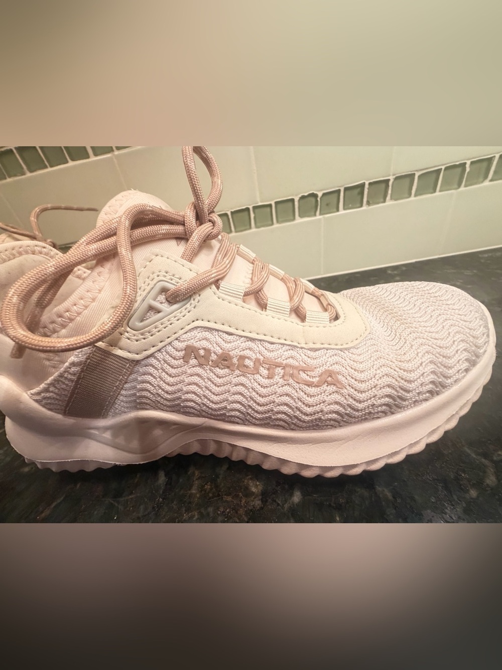 Nautica women’s Light Pink Knit Lace-Up Sneakers